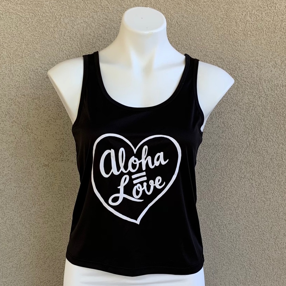 Love Aloha Fashion Black Graphic Tank Top